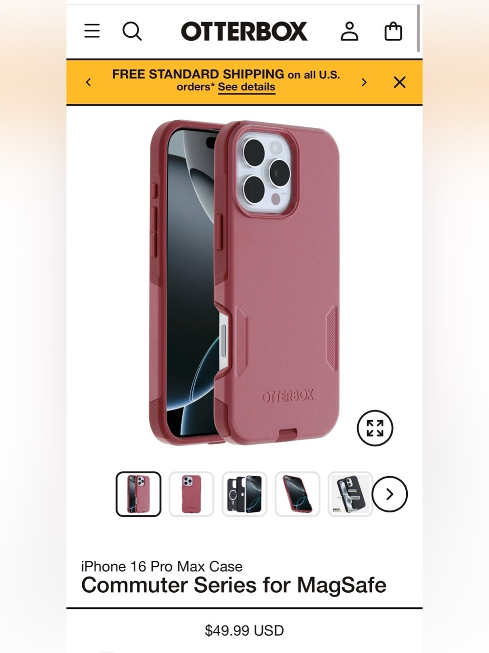 OtterBox Commuter Series MagSafe Case for iPhone 16 Pro Max - Dusty Rose